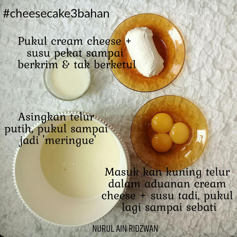 Guna 3 Bahan Sahaja Untuk Buat Cheese Cake Gebu