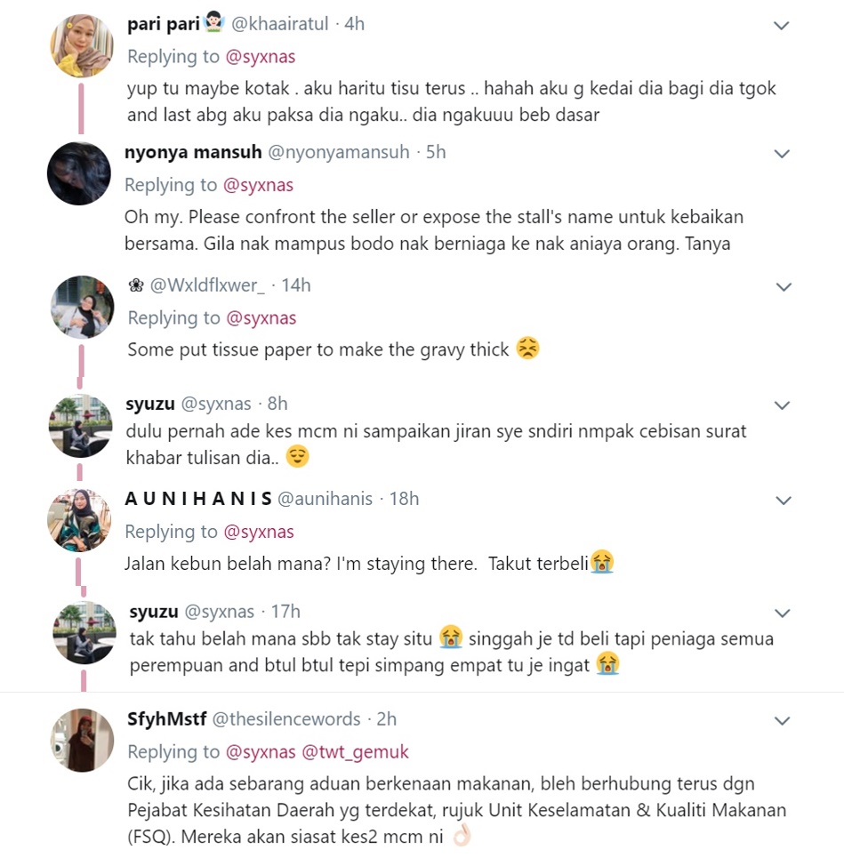 Gadis Terbeli Kuah Laksa Ada Cebisan Surat Khabar